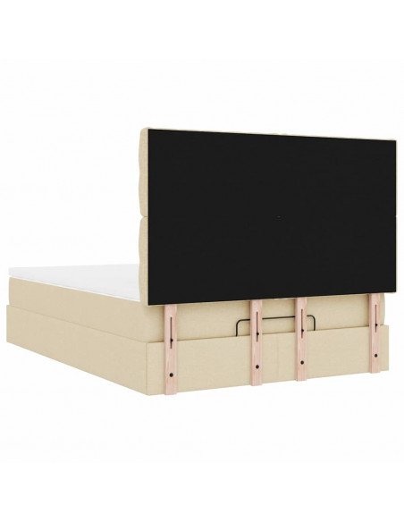 Struttura Letto Pouf con Materasso Crema 140x200 cm in Tessuto