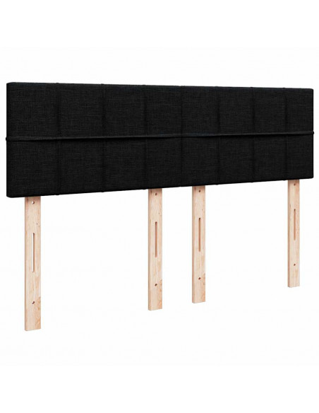 Struttura Letto Pouf con Materasso Nero 140x200 cm in Tessuto