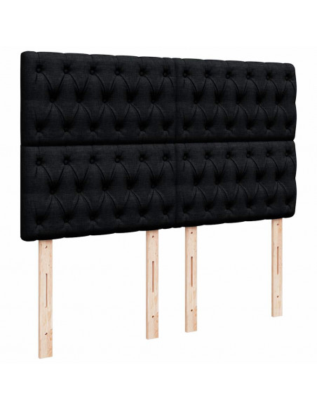 Struttura Letto Pouf con Materasso Nero 140x200 cm in Tessuto