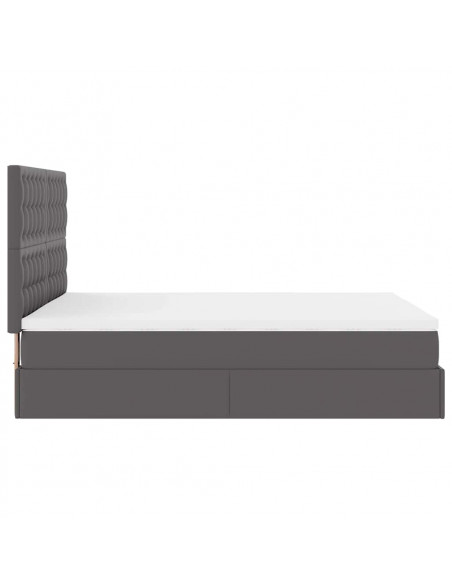 Struttura Letto Pouf con Materasso Grigio 140x200 cm Similpelle