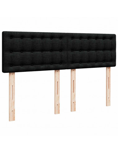 Struttura Letto Pouf con Materasso Nero 140x200 cm in Tessuto