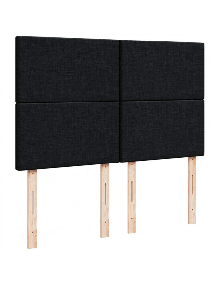 Struttura Letto Pouf con Materasso Nero 140x200 cm in Tessuto