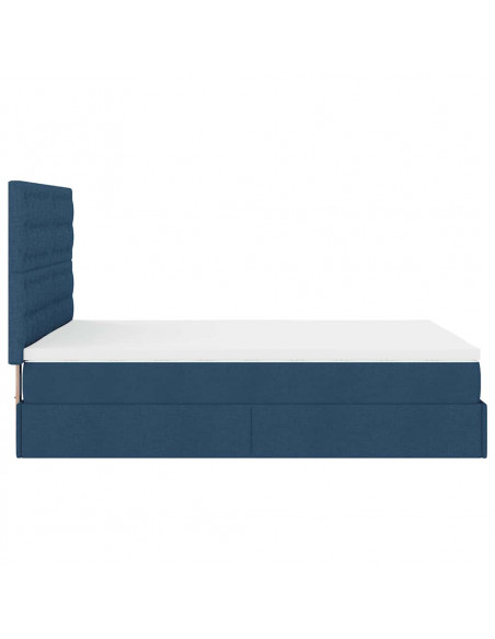 Struttura Letto Pouf con Materasso Blu 140x200cm in Tessuto