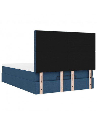 Struttura Letto Pouf con Materasso Blu 140x200cm in Tessuto