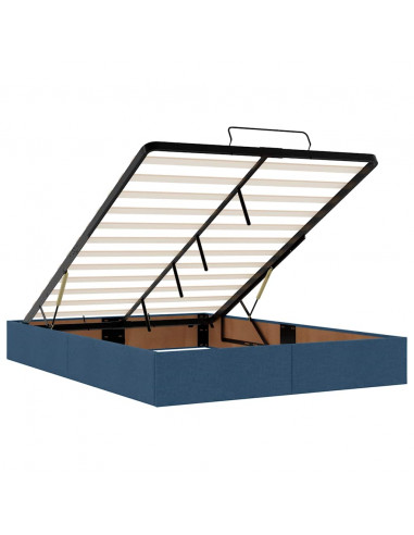Struttura Letto Pouf con Materasso Blu 140x200cm in Tessuto