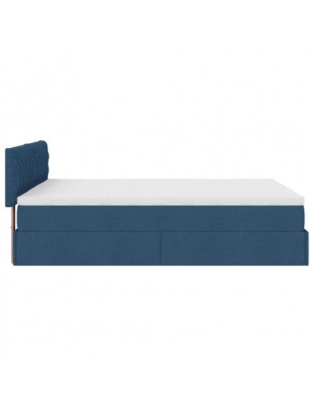 Struttura Letto Pouf con Materasso Blu 140x200cm in Tessuto