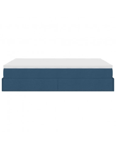 Struttura Letto Pouf con Materasso Blu 140x200cm in Tessuto