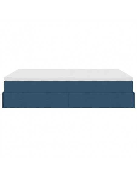Struttura Letto Pouf con Materasso Blu 140x200cm in Tessuto