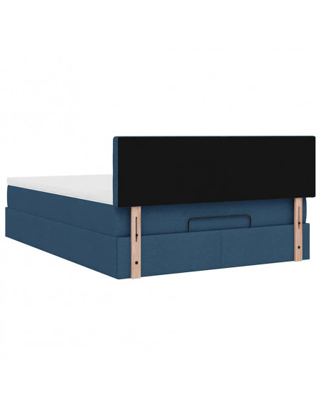 Struttura Letto Pouf con Materasso Blu 140x200cm in Tessuto