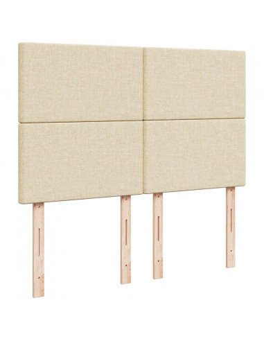 Struttura Letto Pouf con Materasso Crema 140x200 cm in Tessuto