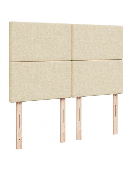 Struttura Letto Pouf con Materasso Crema 140x200 cm in Tessuto