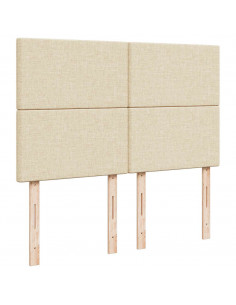 Struttura Letto Pouf con Materasso Crema 140x200 cm in Tessuto 2