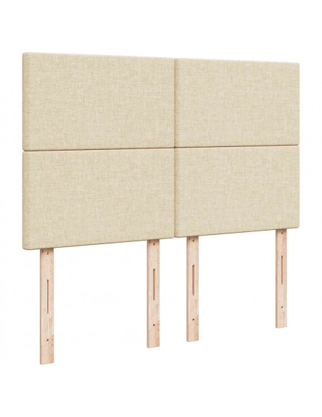 Struttura Letto Pouf con Materasso Crema 140x200 cm in Tessuto