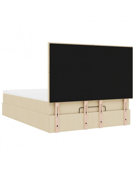 Struttura Letto Pouf con Materasso Crema 140x200 cm in Tessuto