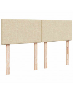 Struttura Letto Pouf con Materasso Crema 140x200 cm in Tessuto 2