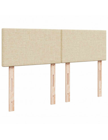 Struttura Letto Pouf con Materasso Crema 140x200 cm in Tessuto