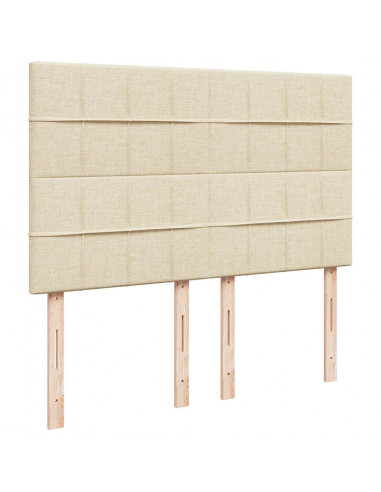 Struttura Letto Pouf con Materasso Crema 140x200 cm in Tessuto