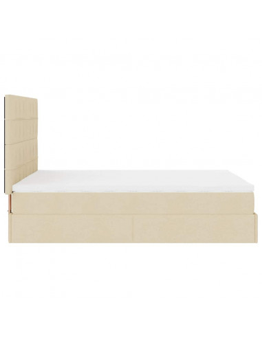 Struttura Letto Pouf con Materasso Crema 140x200 cm in Tessuto
