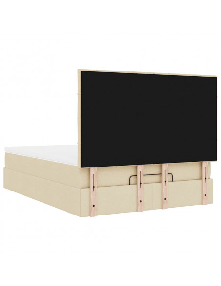 Struttura Letto Pouf con Materasso Crema 140x200 cm in Tessuto
