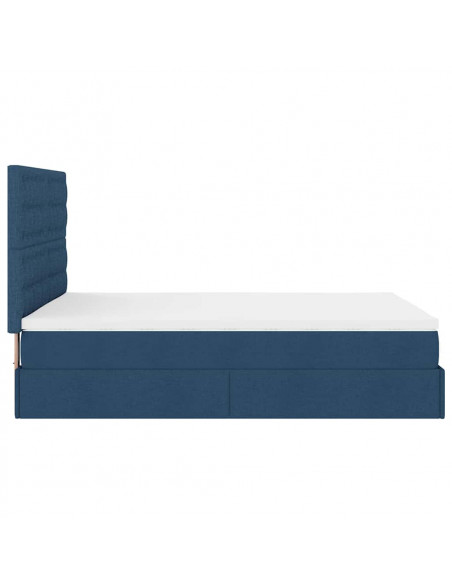Struttura Letto Pouf con Materasso Blu 140x200cm in Tessuto