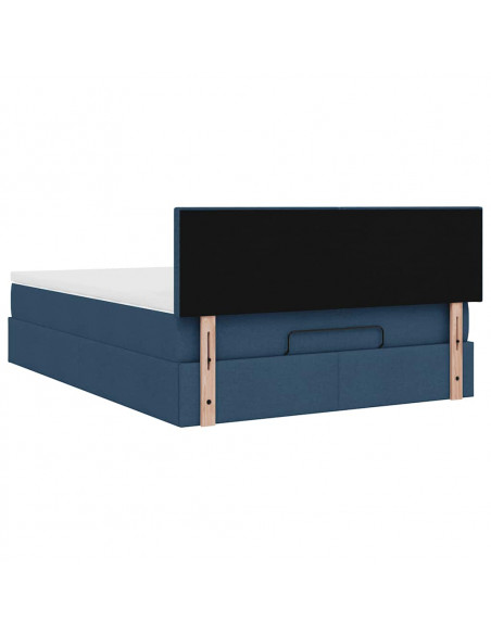 Struttura Letto Pouf con Materasso Blu 140x200cm in Tessuto