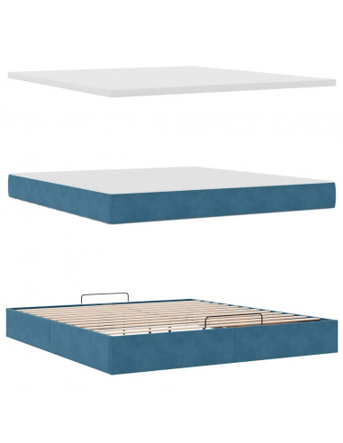 Struttura Letto Pouf con Materassi 160x200 cm Velluto