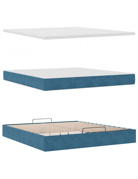 Struttura Letto Pouf con Materassi 160x200 cm Velluto