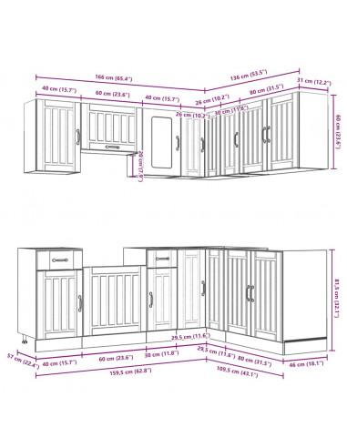 Set Mobili da Cucina 11 pz Lucca Rovere Sonoma in Truciolato
