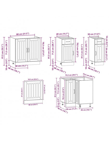 Set Mobili da Cucina 11 pz Lucca Rovere Sonoma in Truciolato
