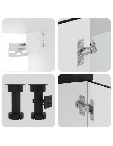 Set Mobili da Cucina 7 pz Kalmar Neri Legno Multistrato