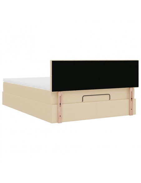 Pouf Letto con Materasso Crema 140x200 cm in Tessuto