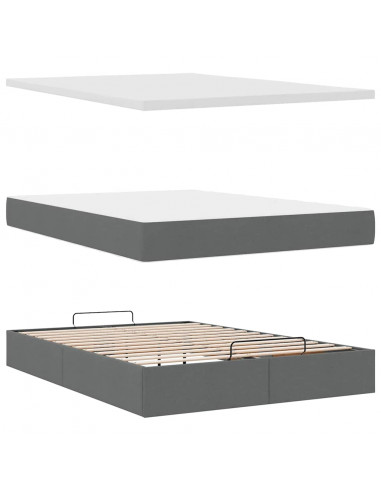 Struttura Letto Pouf con Materasso 140x200 cm in Tessuto