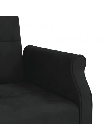 Divano Letto con Cuscini Nero in Velluto