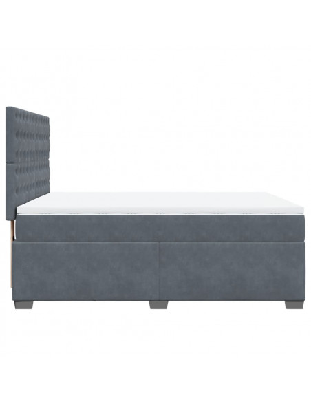 Giroletto a Molle con Materasso Grigio Scuro 140x190 cm Velluto