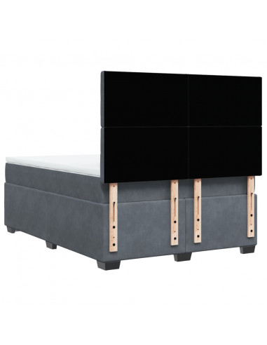 Giroletto a Molle con Materasso Grigio Scuro 140x190 cm Velluto