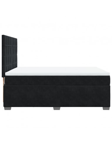 Giroletto a Molle con Materasso Nero 140x190 cm in Velluto