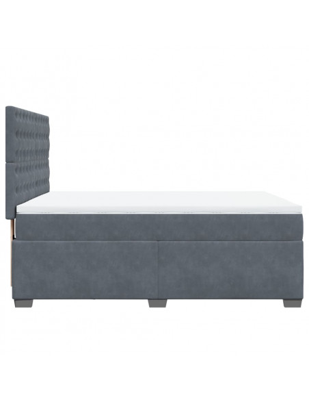 Giroletto a Molle con Materasso Grigio Scuro 140x190 cm Velluto