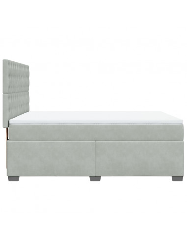 Giroletto a Molle con Materasso Grigio Chiaro 140x190cm Velluto