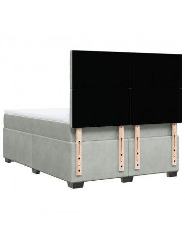 Giroletto a Molle con Materasso Grigio Chiaro 140x190cm Velluto