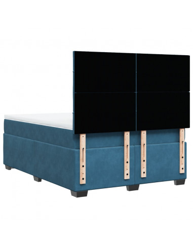 Giroletto a Molle con Materasso Blu 140x190 cm in Velluto