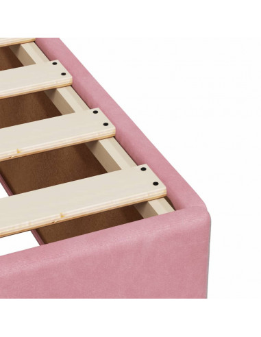 Giroletto a Molle con Materasso Rosa 140x190 cm in Velluto