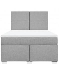 Giroletto a Molle con Materasso Grigio Chiaro 140x190cm Tessuto 2