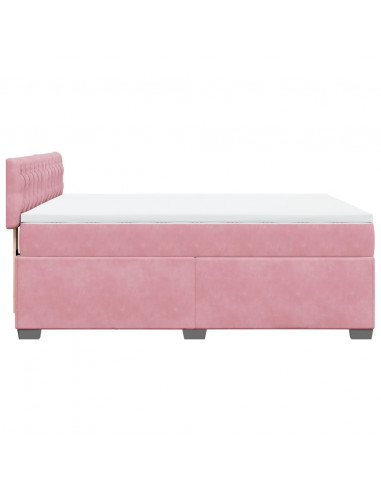 Giroletto a Molle con Materasso Rosa 140x190 cm in Velluto