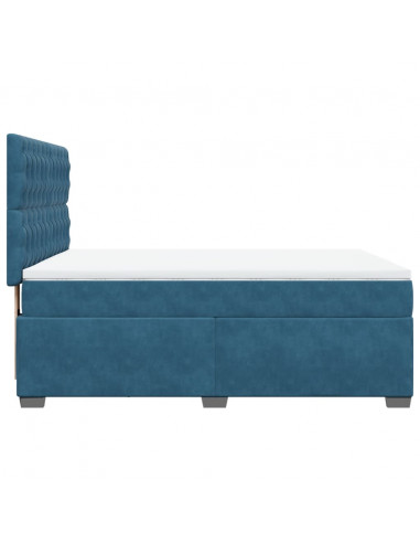 Giroletto a Molle con Materasso Blu 140x190 cm in Velluto