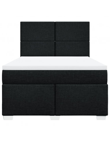 Giroletto a Molle con Materasso Nero 140x190 cm in Tessuto