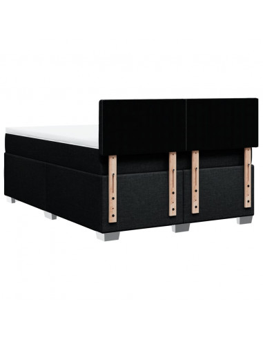 Giroletto a Molle con Materasso Nero 140x190 cm in Tessuto