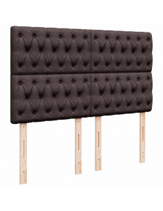 Giroletto a Molle con Materasso Marrone Scuro 140x190cm Tessuto