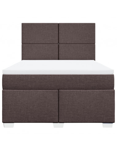 Giroletto a Molle con Materasso Marrone Scuro 140x190cm Tessuto