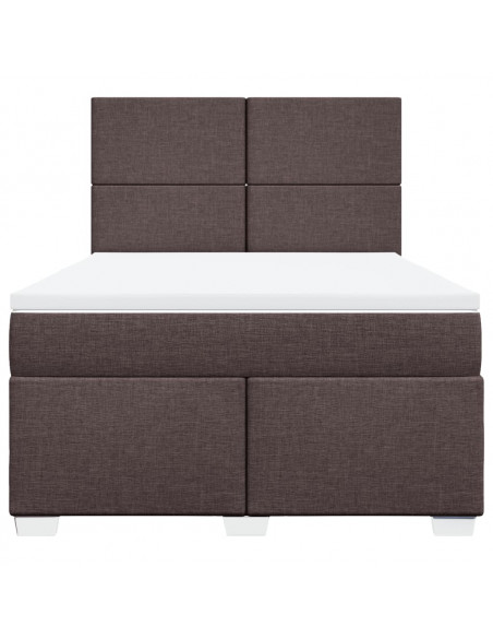 Giroletto a Molle con Materasso Marrone Scuro 140x190cm Tessuto
