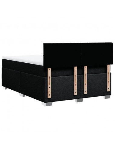 Giroletto a Molle con Materasso Nero 140x190 cm in Tessuto